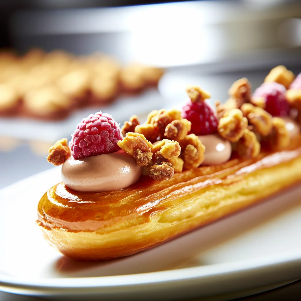 Éclair au Praliné et Crème de Framboise