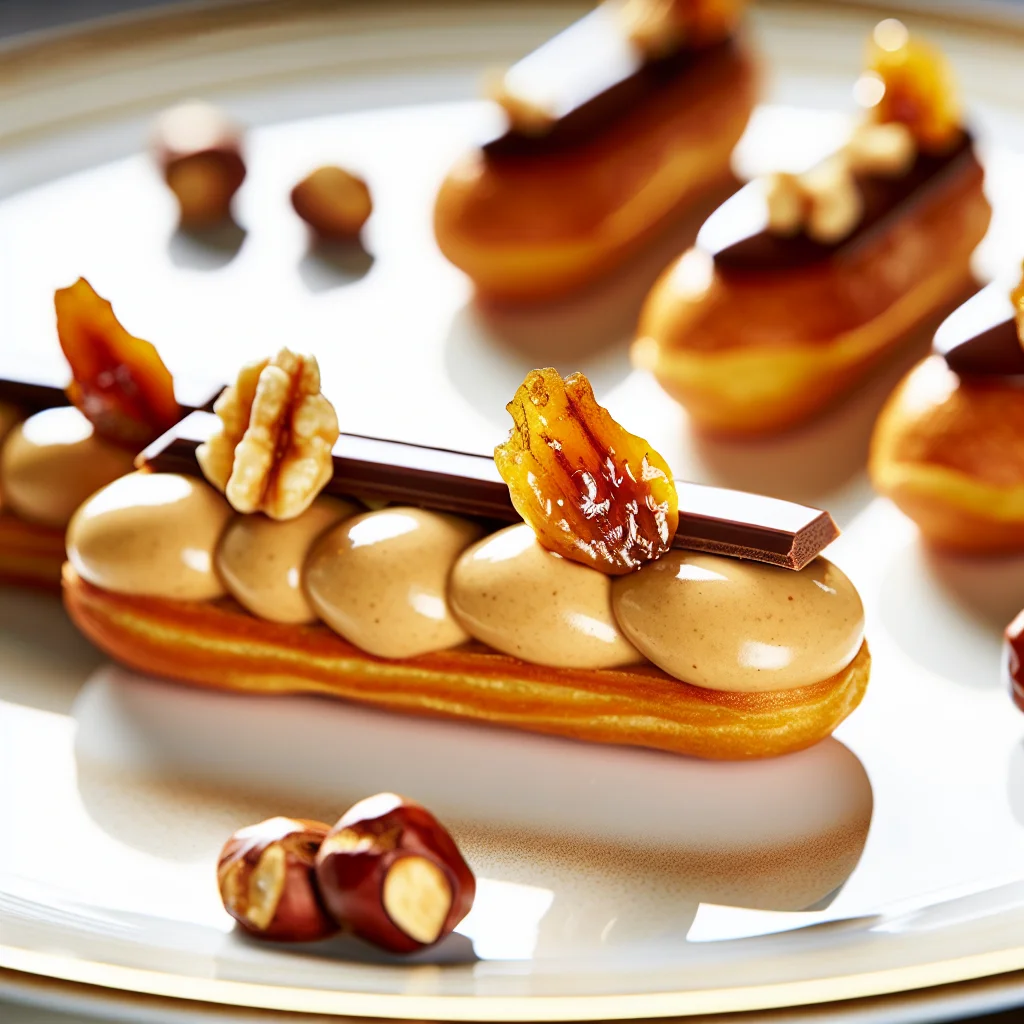Éclair au praliné et crème légère de vanille