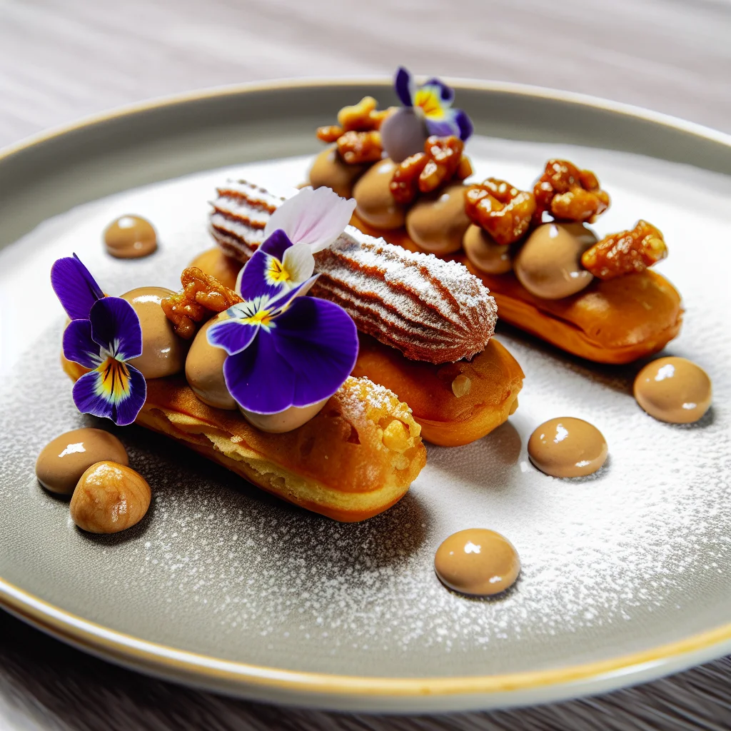 Éclair au praliné et crème vanille