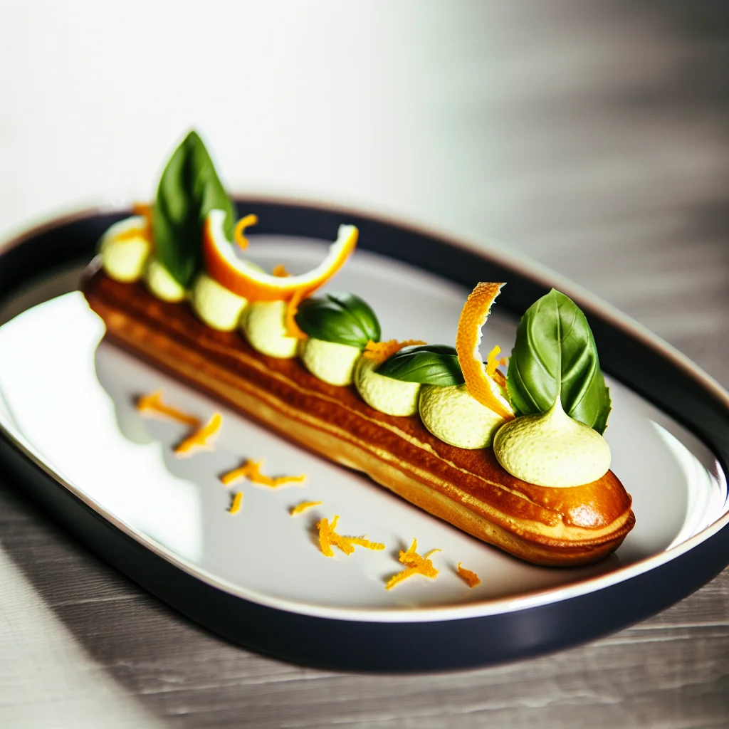 Éclair aux agrumes et cœur de basilic