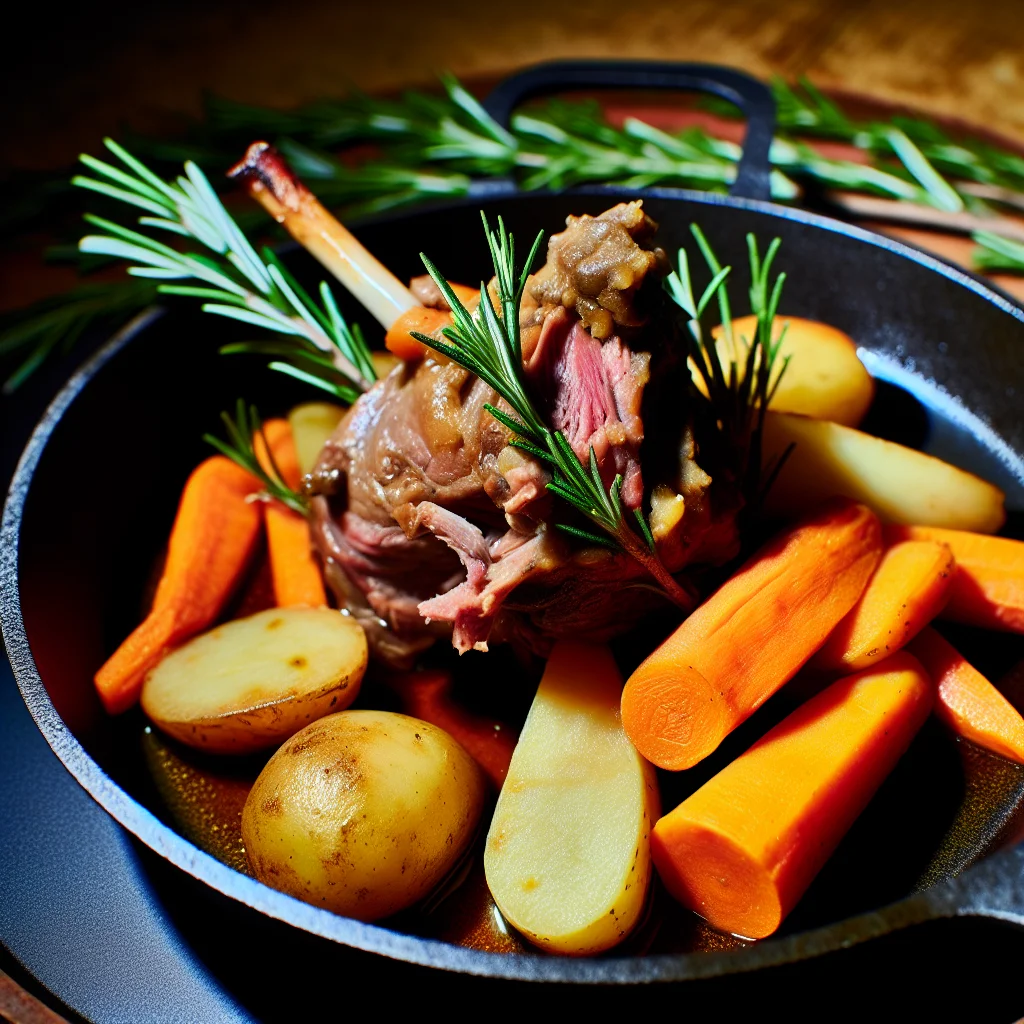 Épaule d'agneau braisée aux légumes racines