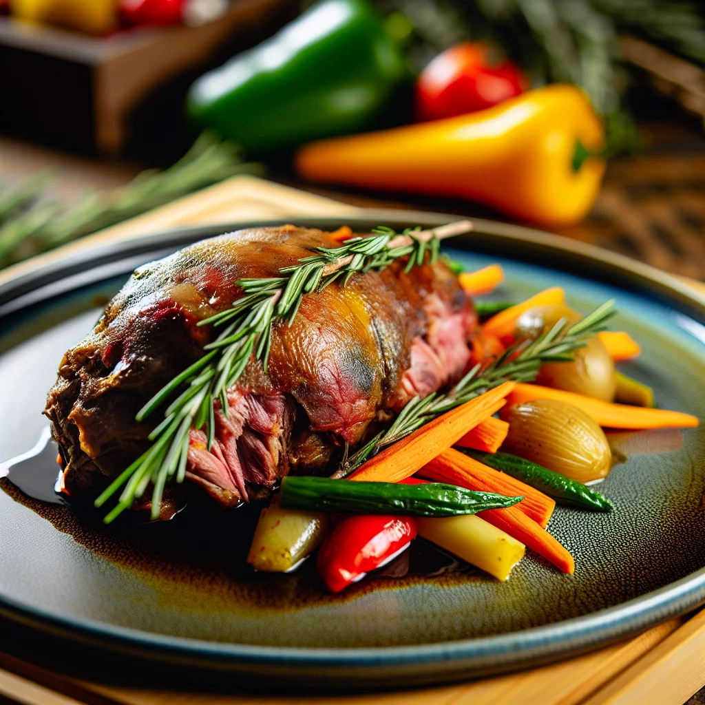 Épaule d'agneau confite aux épices et légumes de saison