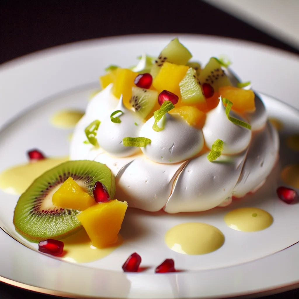 Explosion de fruits exotiques en pavlova