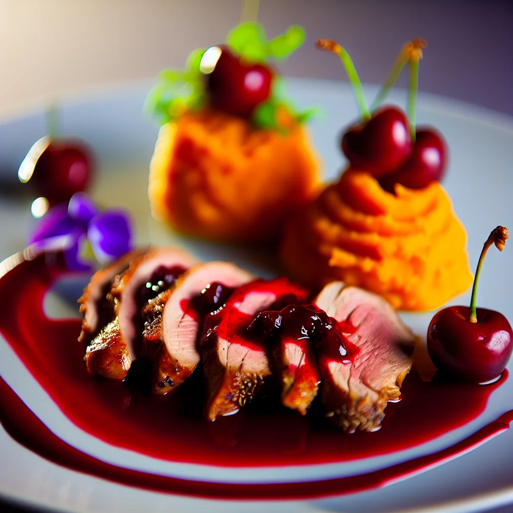 Filet de Canard aux Cerises et Purée de Patates Douces