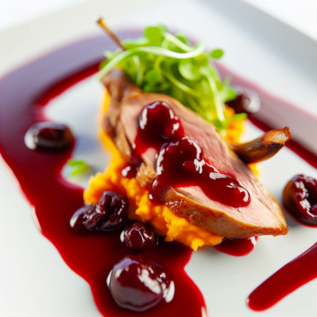 Filet de Canard aux Cerises et Purée de Patates Douces