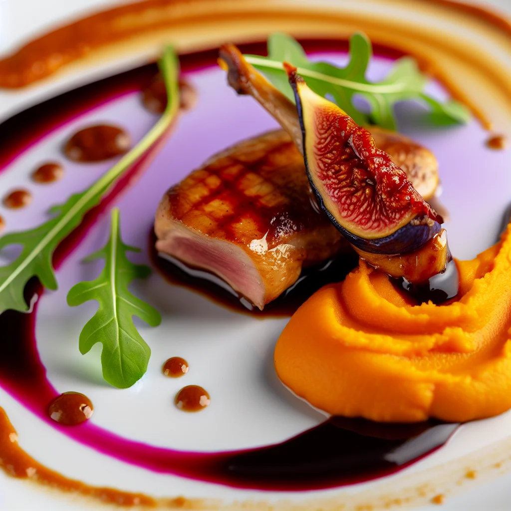 Filet de canard aux figues et sa purée de patates douces