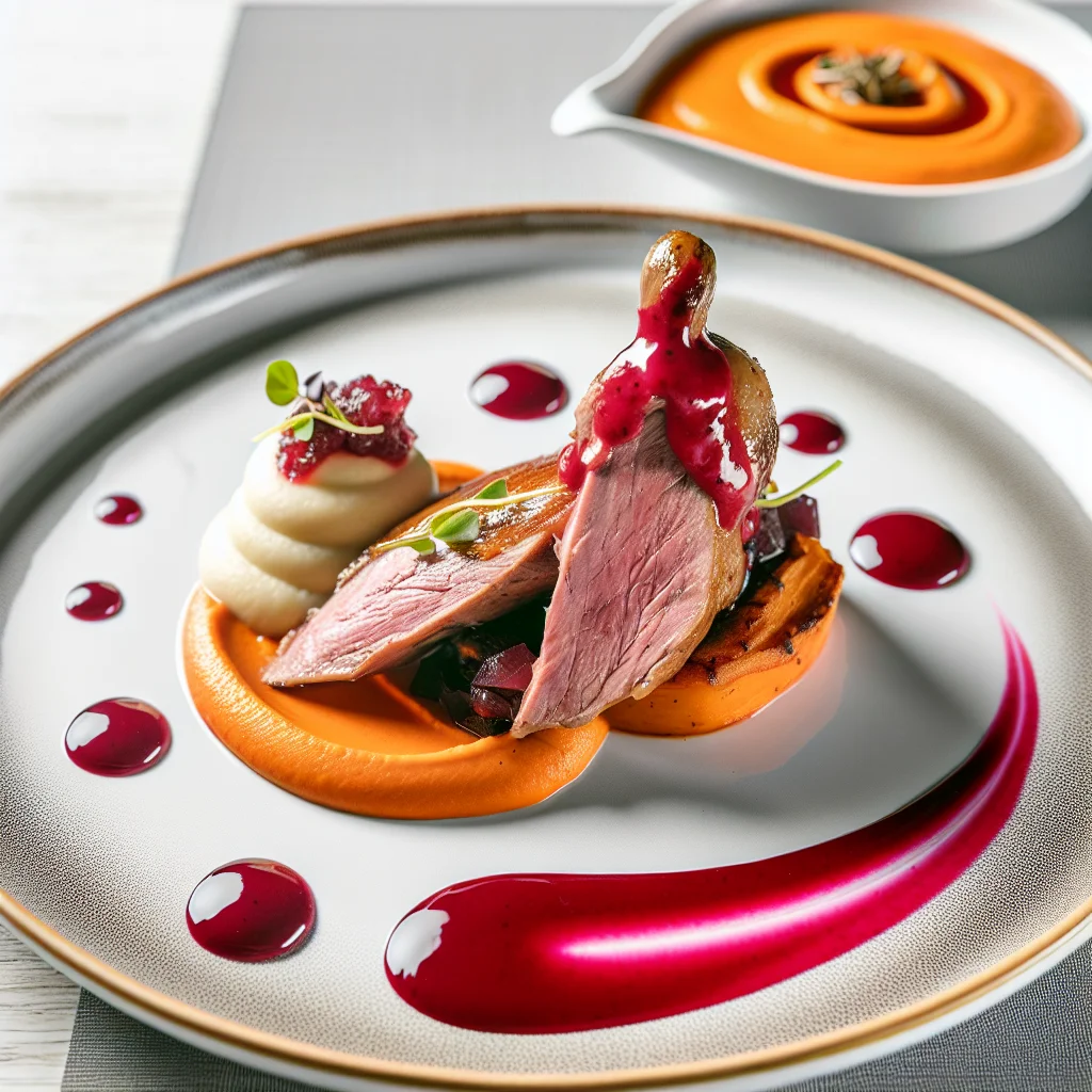 Filet de Canard aux Fruits Rouges et Purée de Patates Douces