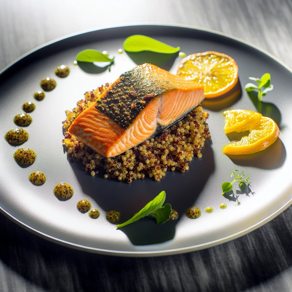 Filet de saumon aux agrumes et quinoa aux herbes