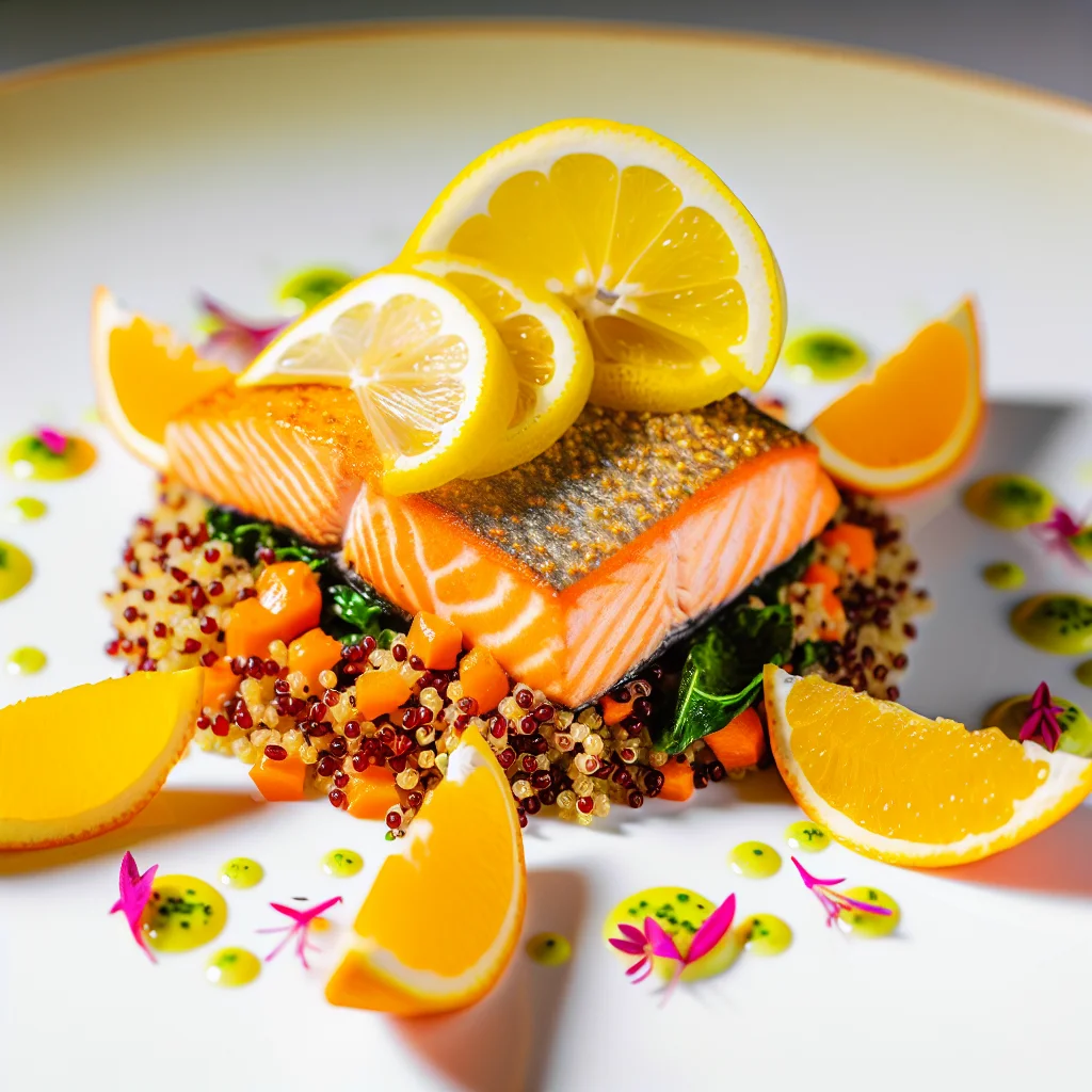 Filet de saumon aux agrumes et quinoa épicé