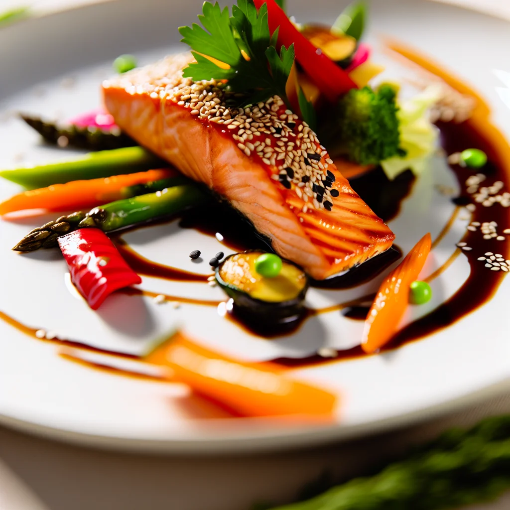 Filet de saumon laqué au miel et sésame