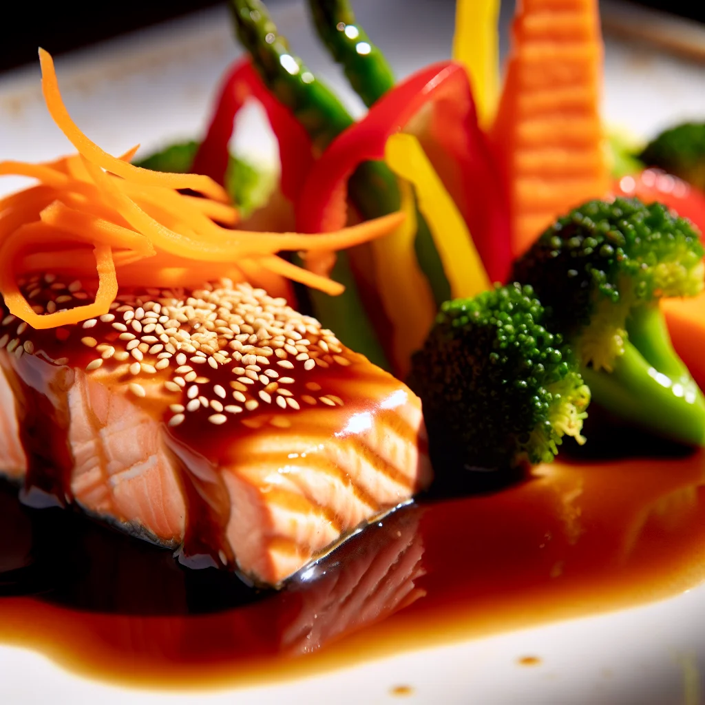 Filet de saumon teriyaki aux légumes croquants