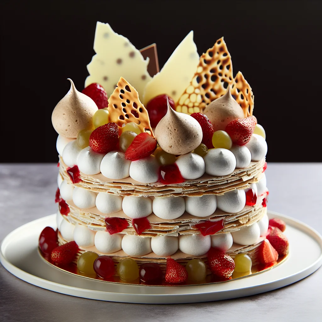 Gâteau Meringué aux Fruits Rouges et Chocolat Blanc
