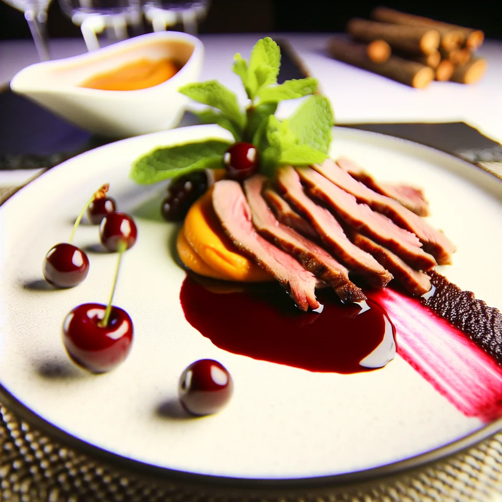 Magret de Canard aux Cerises et Purée de Patates Douces