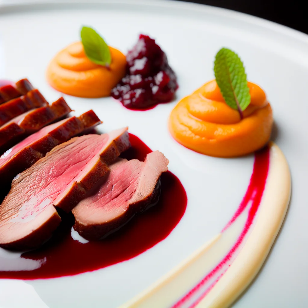 Magret de Canard aux Fruits Rouges et Purée de Patate Douce