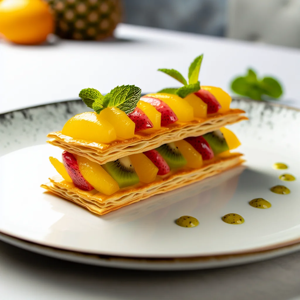 Millefeuille de Fruits Exotiques et Crème de Coco