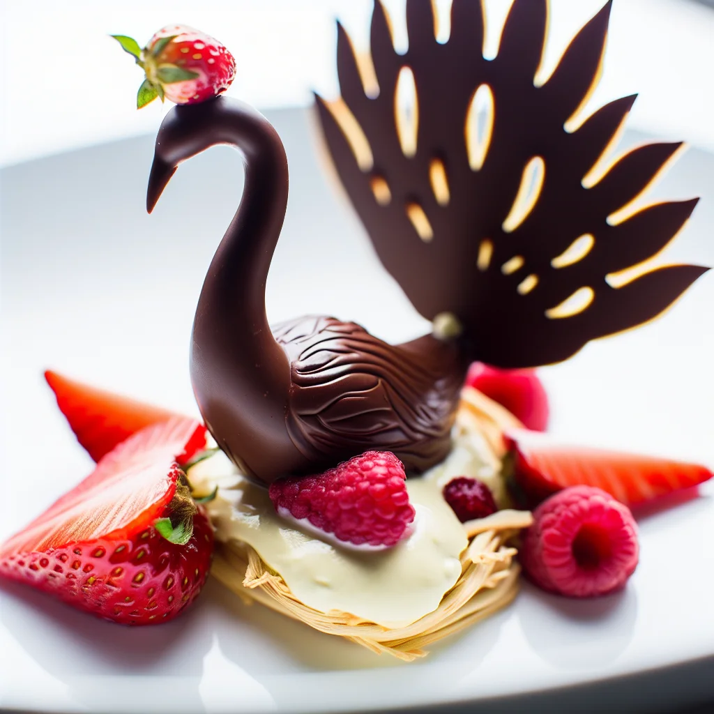 Paon de Noël en chocolat et fruits rouges