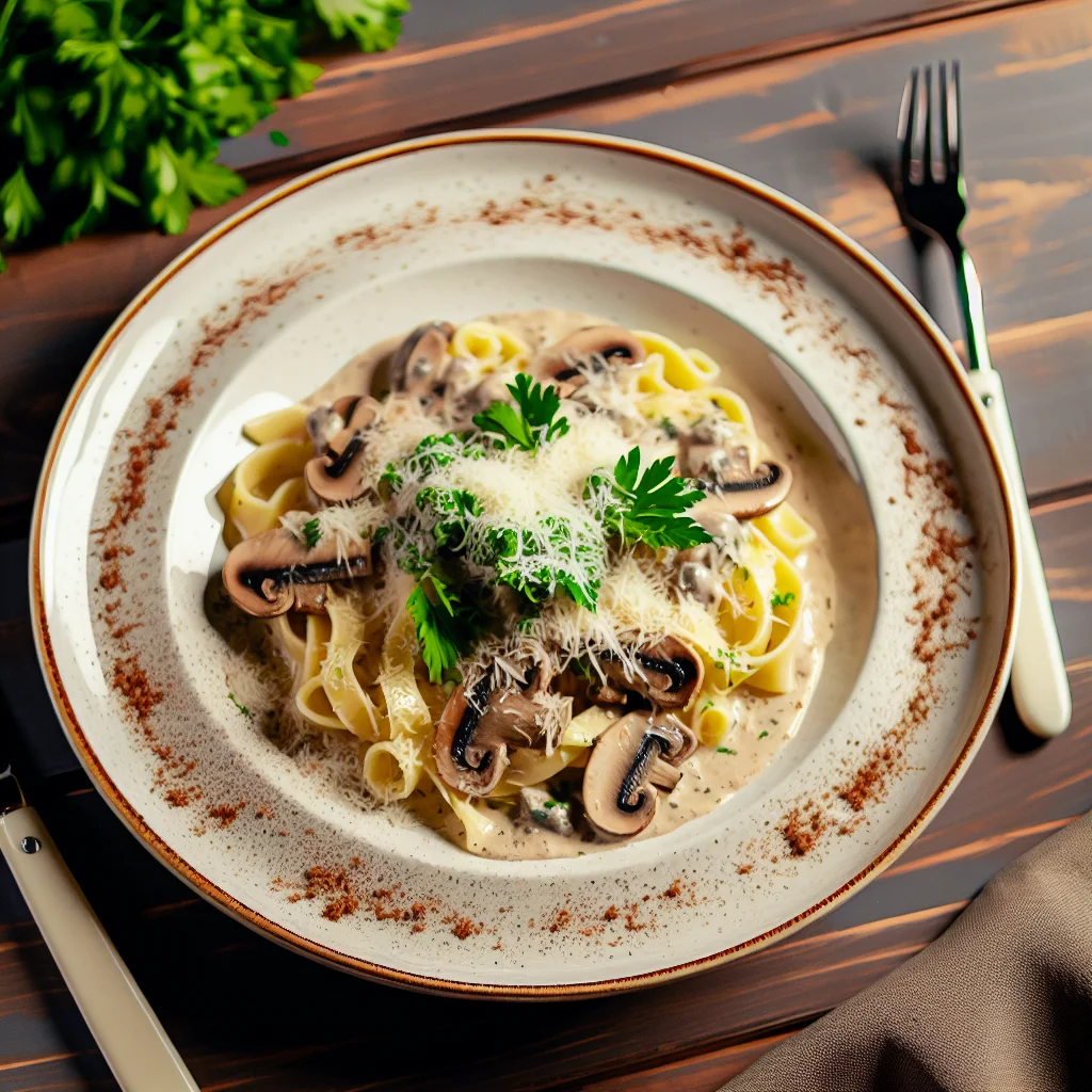 Pâtes à la crème de champignons et parmesan