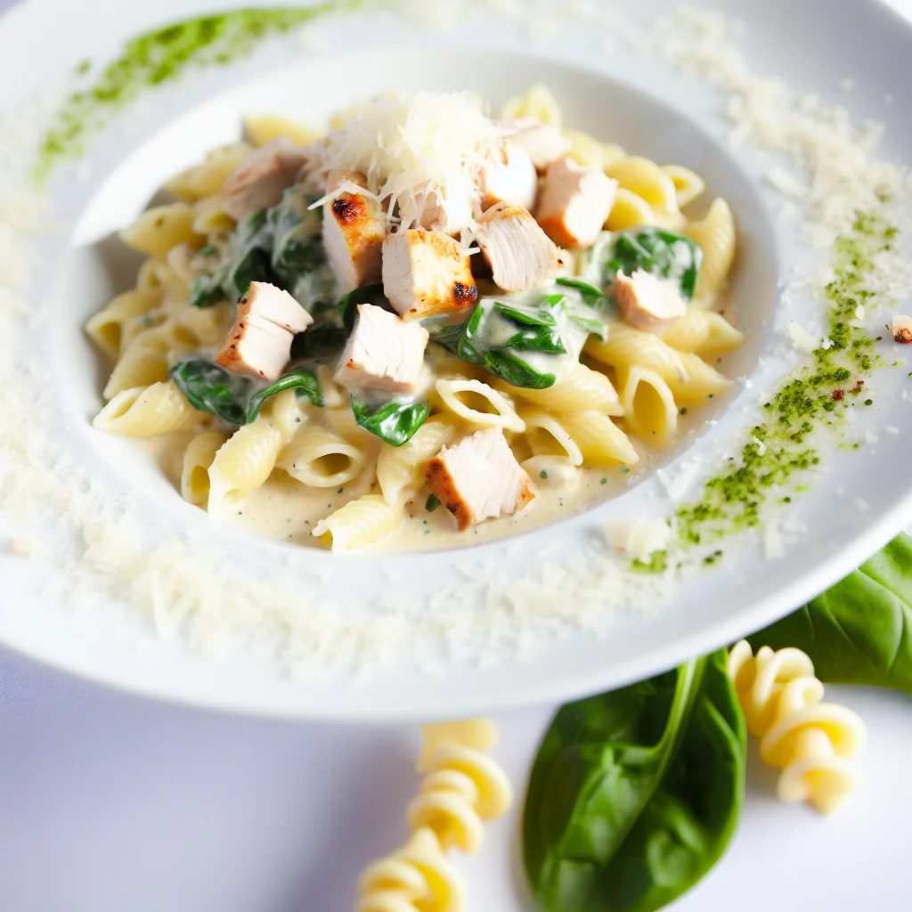 Pâtes à la sauce crémeuse au poulet et épinards