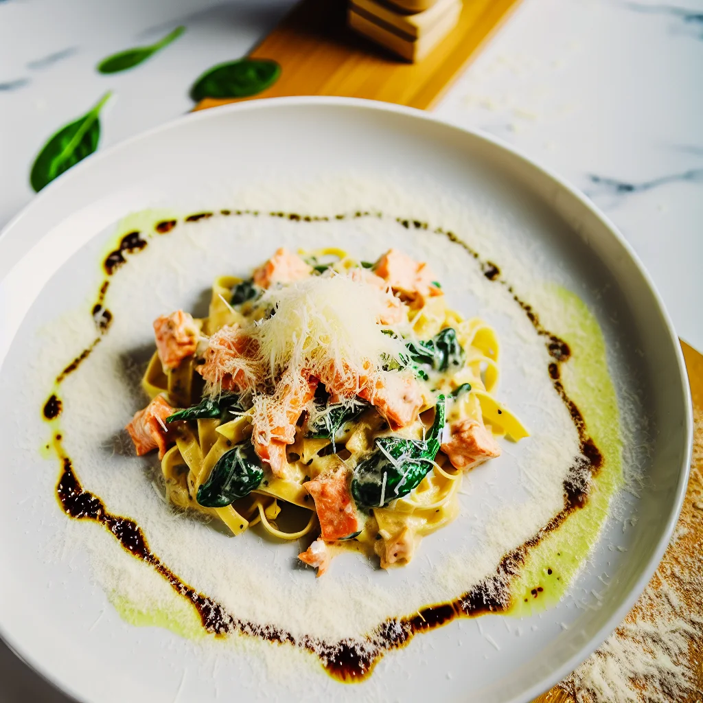 Pâtes à la sauce crémeuse au saumon et épinards