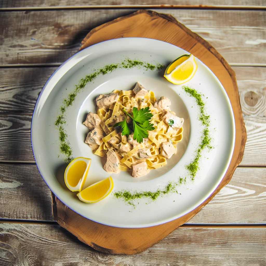 Pâtes à la sauce crémeuse de poulet au citron