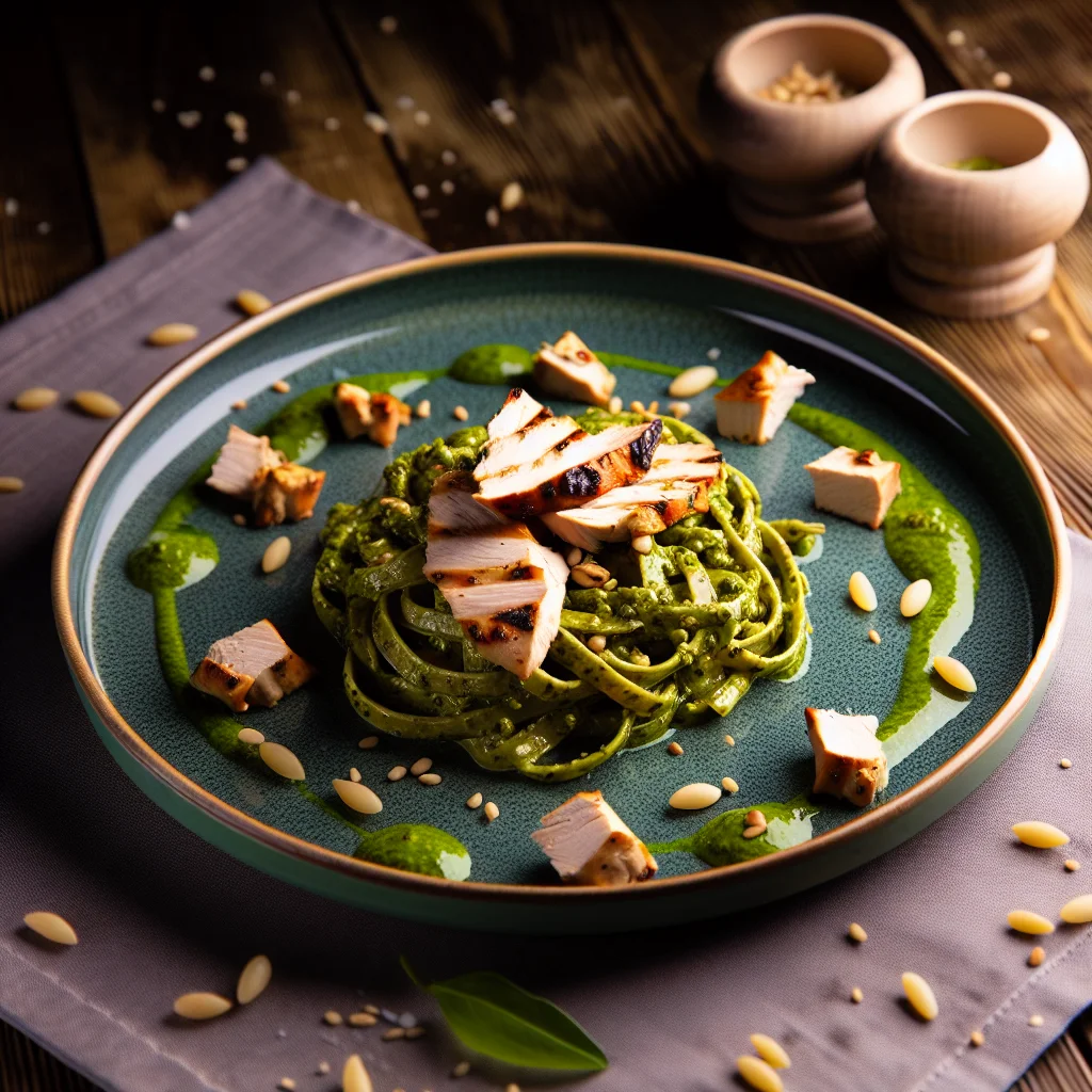 Pâtes au Pesto de Basilic et Poulet Grillé