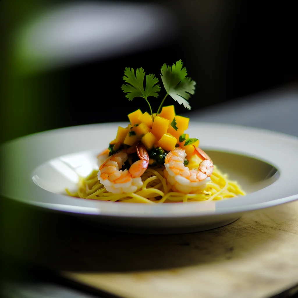 Pâtes aux Crevettes et Salsa de Mangue