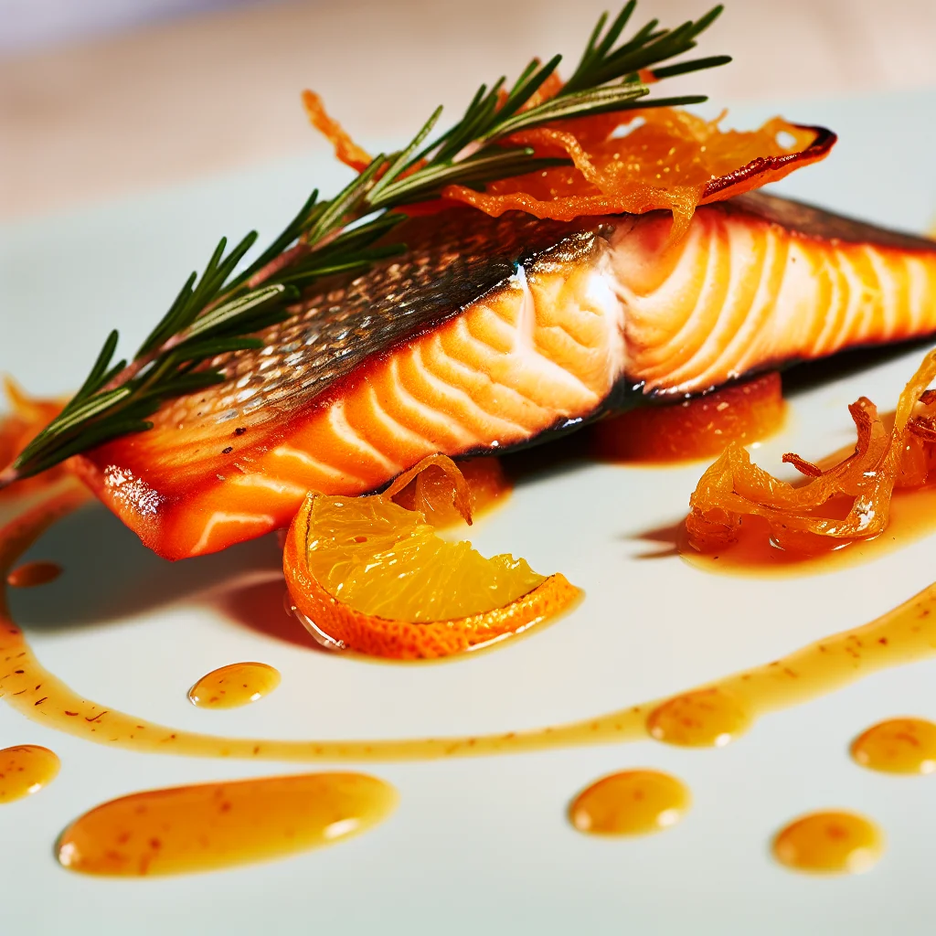 Pavé de saumon caramélisé à l'orange