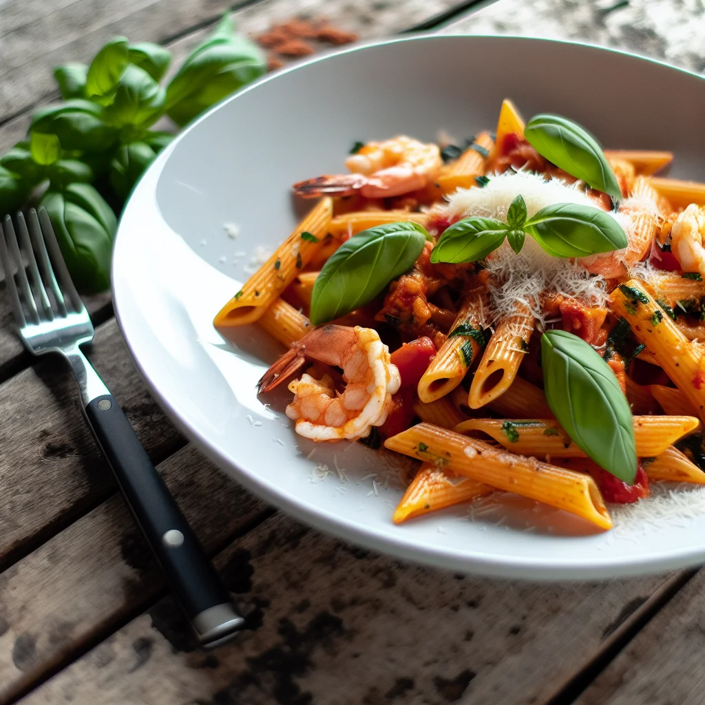 Penne Arrabbiata aux Crevettes