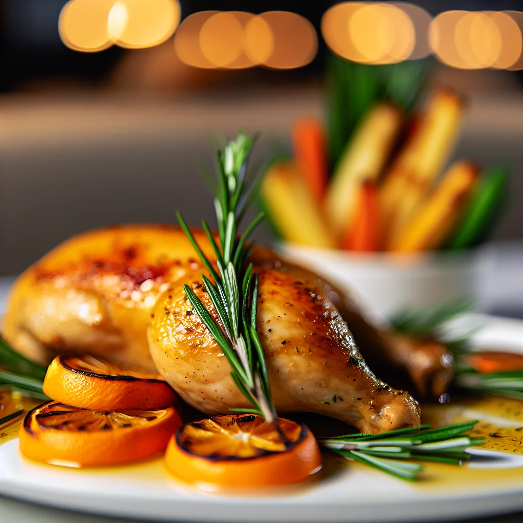 Poulet rôti à l'orange et au romarin