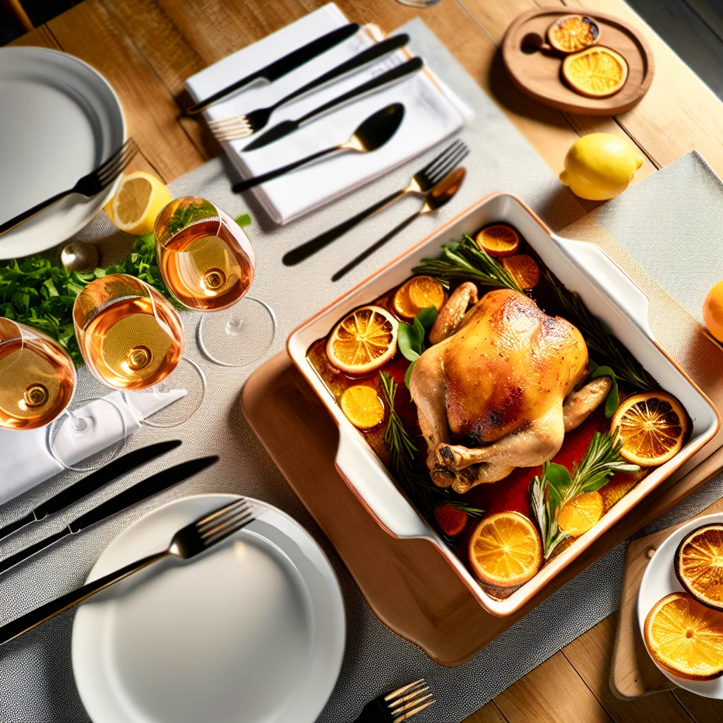 Poulet rôti aux agrumes et aux herbes