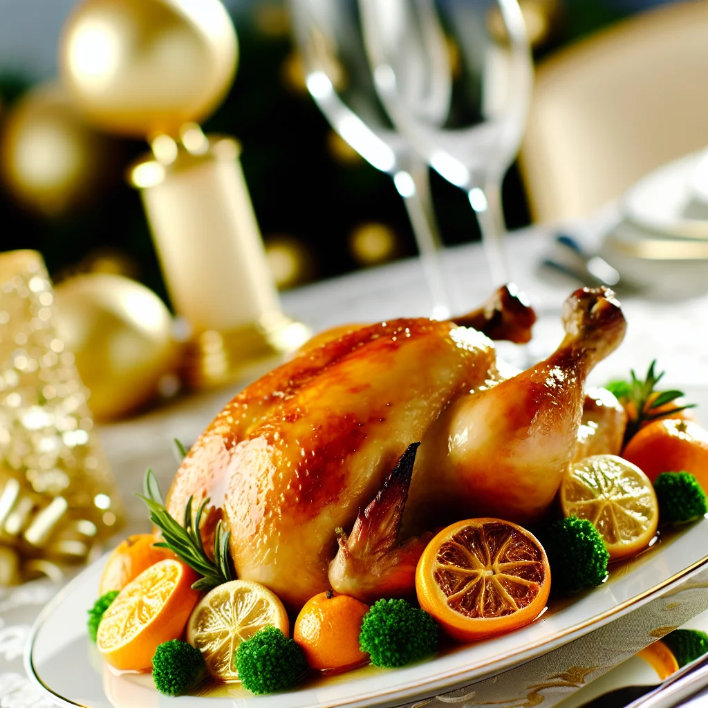 Poulet rôti festif aux agrumes et au miel