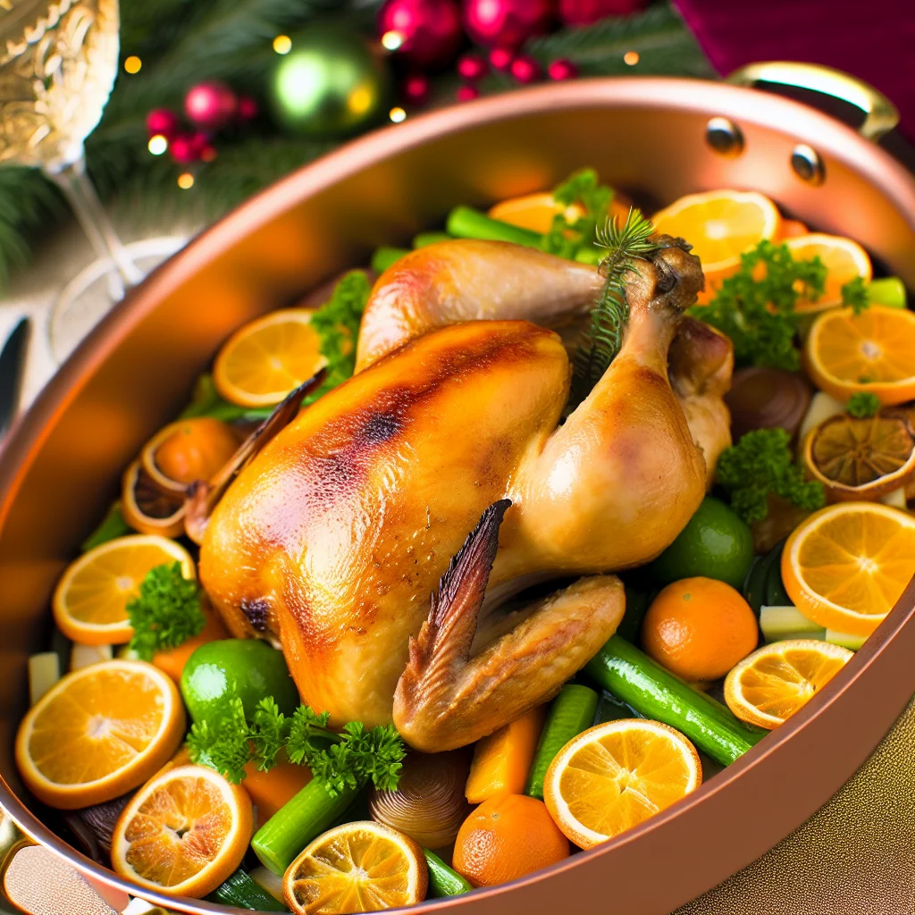 Poulet rôti festif aux agrumes et aux épices