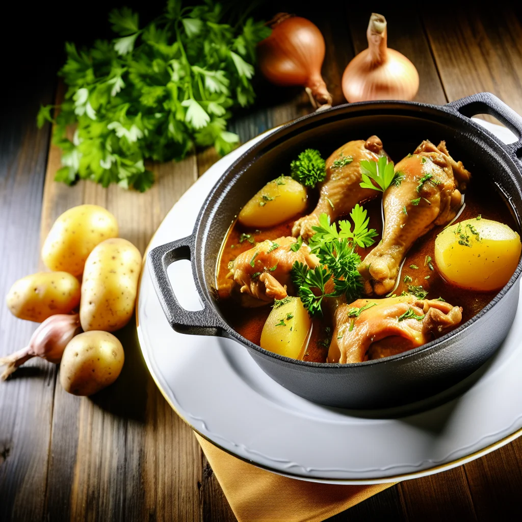 Ragoût de poulet à la moutarde et aux herbes