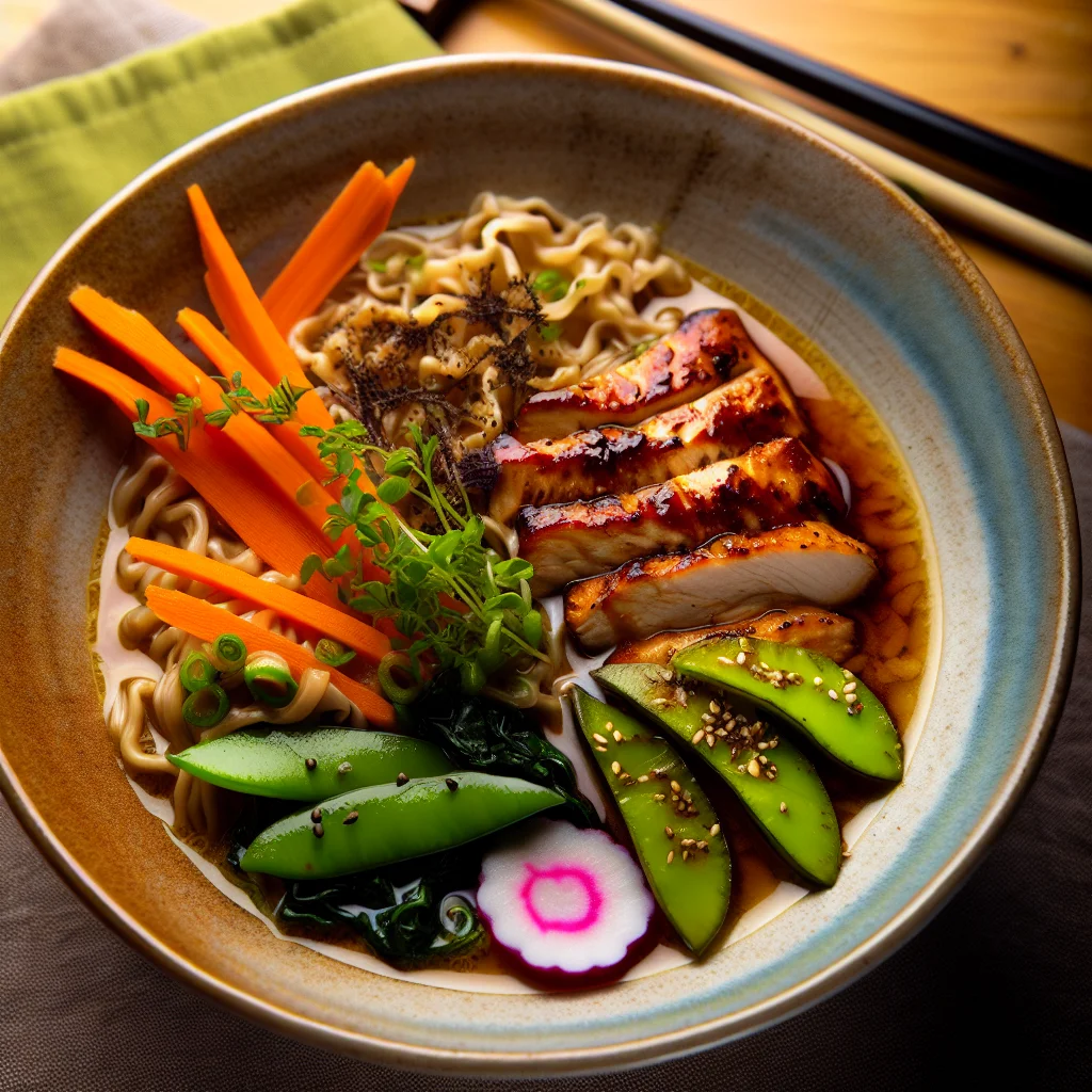 Ramen au Poulet Teriyaki et Légumes Croquants