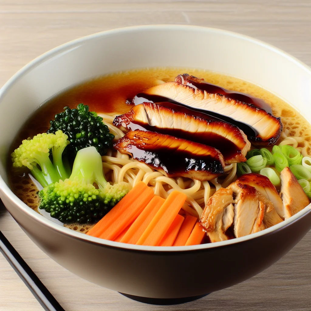 Ramen au Poulet Teriyaki et Légumes Sautés