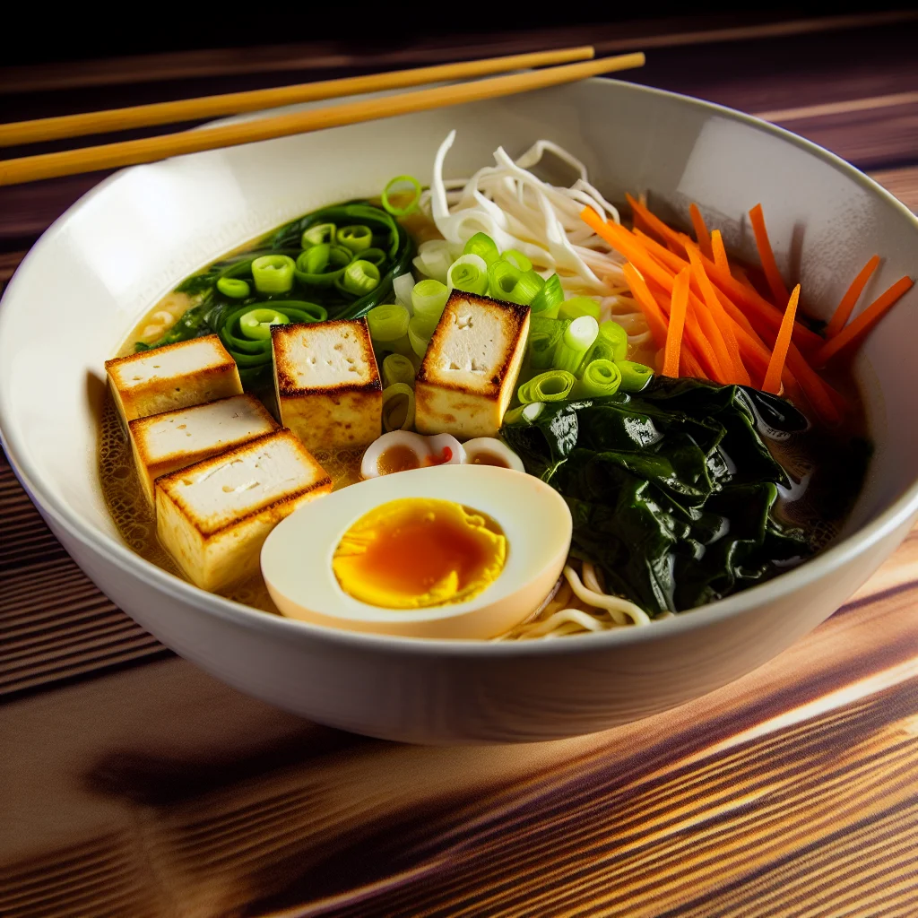 Ramen aux légumes croquants et tofu soyeux