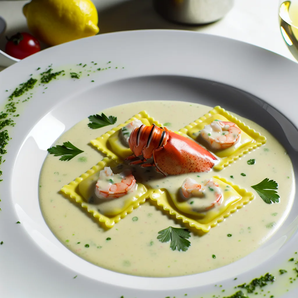 Ravioles de homard au velouté de champagne