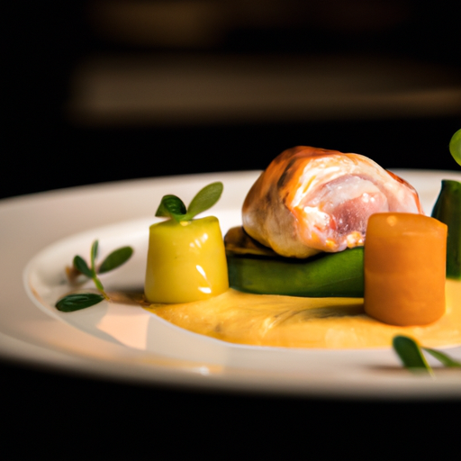 Poulet glacé aux pêches et à la moutarde d'estragon