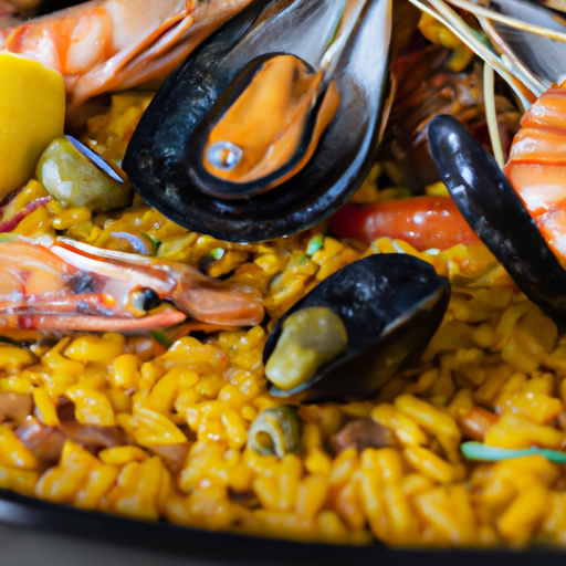 Paella de fruits de mer à l'encre de seiche