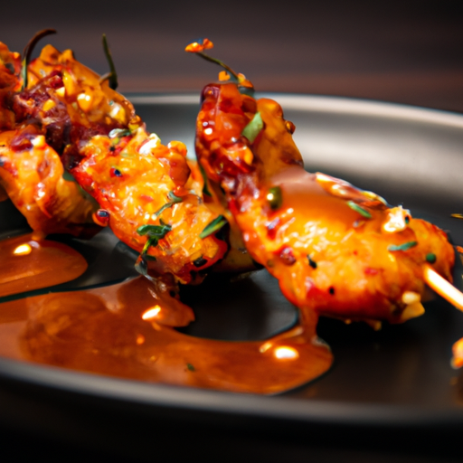 Brochettes de poulet croustillant aux amandes et sauce miel-moutarde