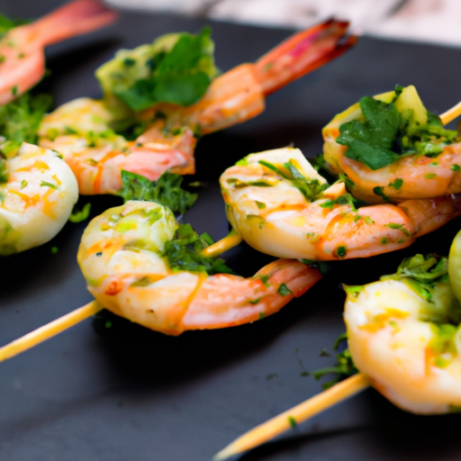 Brochettes de crevettes au citron vert et à la coriandre