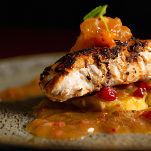 Poulet braisé aux pêches caramélisées