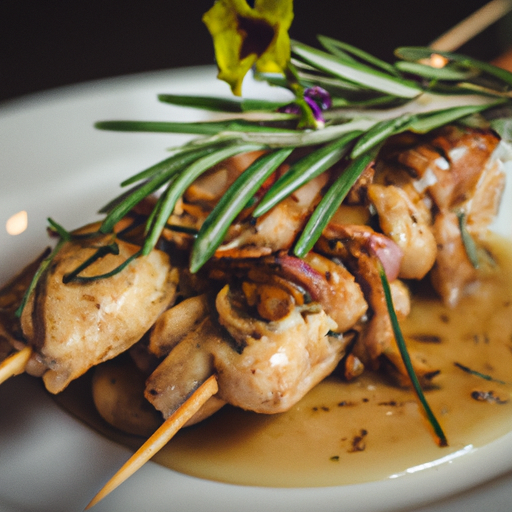 Brochettes de poulet au miel et à la lavande