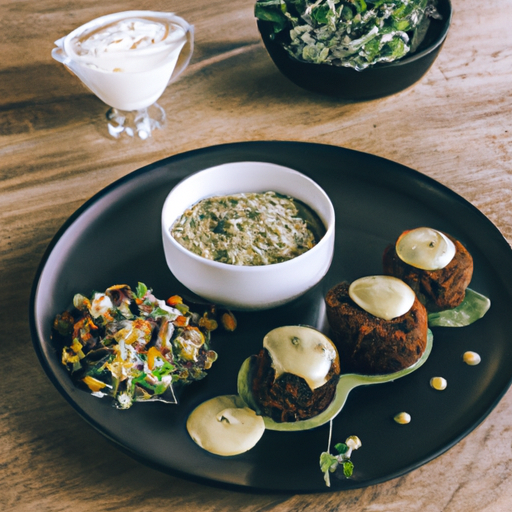 Bol de quinoa aux boulettes de lentilles et sauce crémeuse à l'avocat