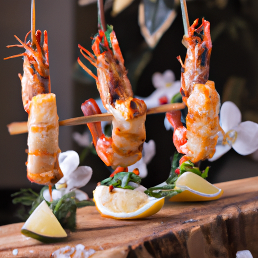 Brochettes de crevettes en croûte croustillante de noix de coco