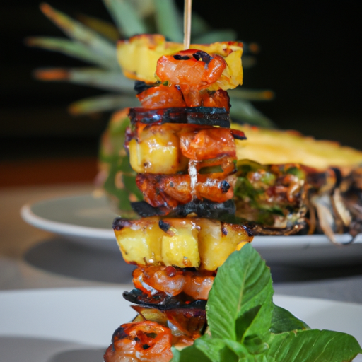 Brochettes de crevettes cajun et ananas grillé