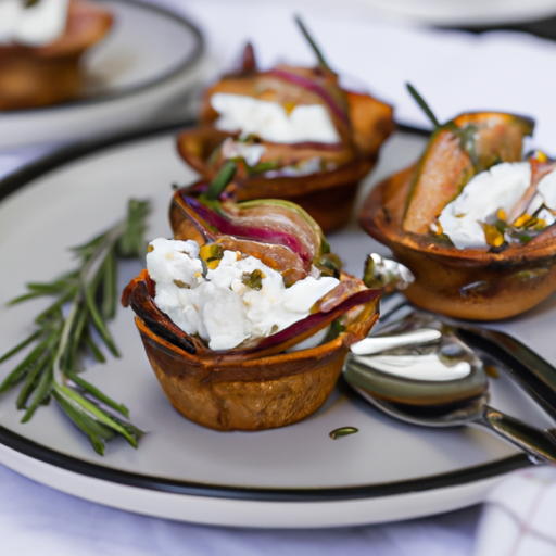 Tartelettes aux poires rôties et au fromage de chèvre