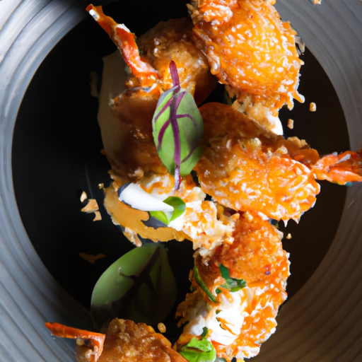 Crevettes croustillantes aux amandes et sauce citronnée