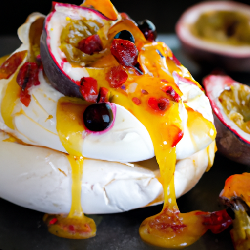 Pavlova tropicale aux fruits de la passion