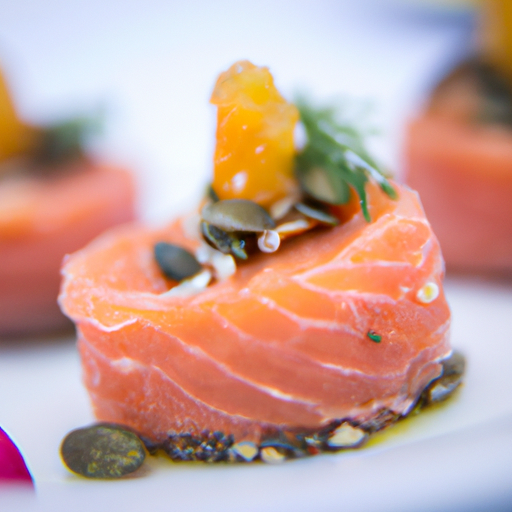 Bouchées de saumon mariné à la framboise